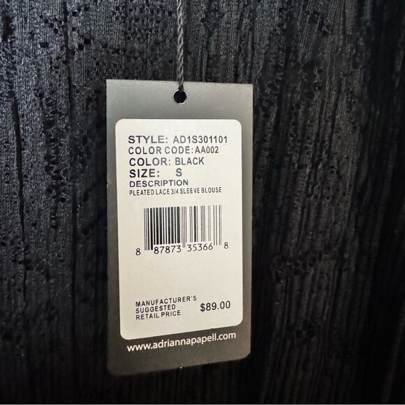 Adrianna Papell Women's Flowy Black Long Sleeve Lace Lined Blouse Sz S - Picture 6 of 10